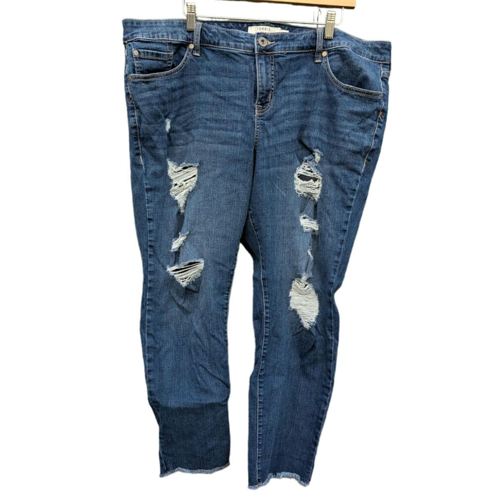 Torrid Plus Size Jeans Size 20 Distressed Boyfriend Cropped Grunge Western Denim